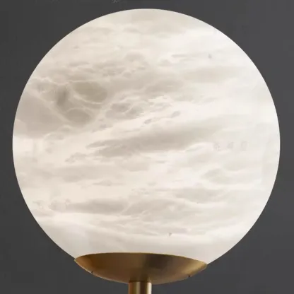 Minimalist Luxury Alabaster Gold Metal Globe Pendant Light Image - 7
