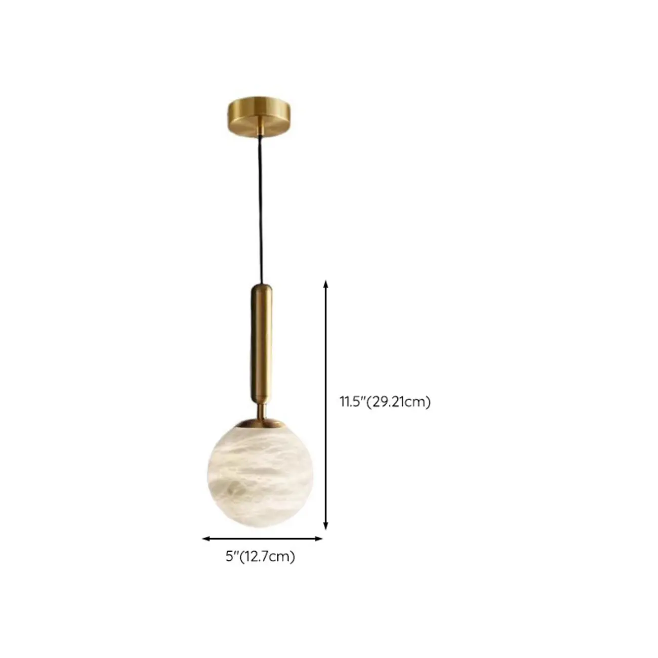 Minimalist Luxury Alabaster Gold Metal Globe Pendant Light #size | homeyfad