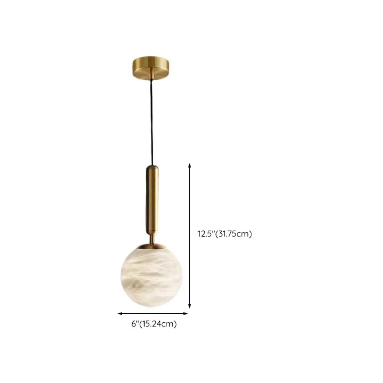 Minimalist Luxury Alabaster Gold Metal Globe Pendant Light Image - 10 | homeyfad