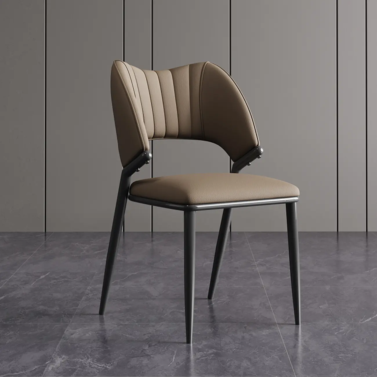 Modern Faux Leather Curved Back Armless Dining Chair Image - 3 | homeyfad