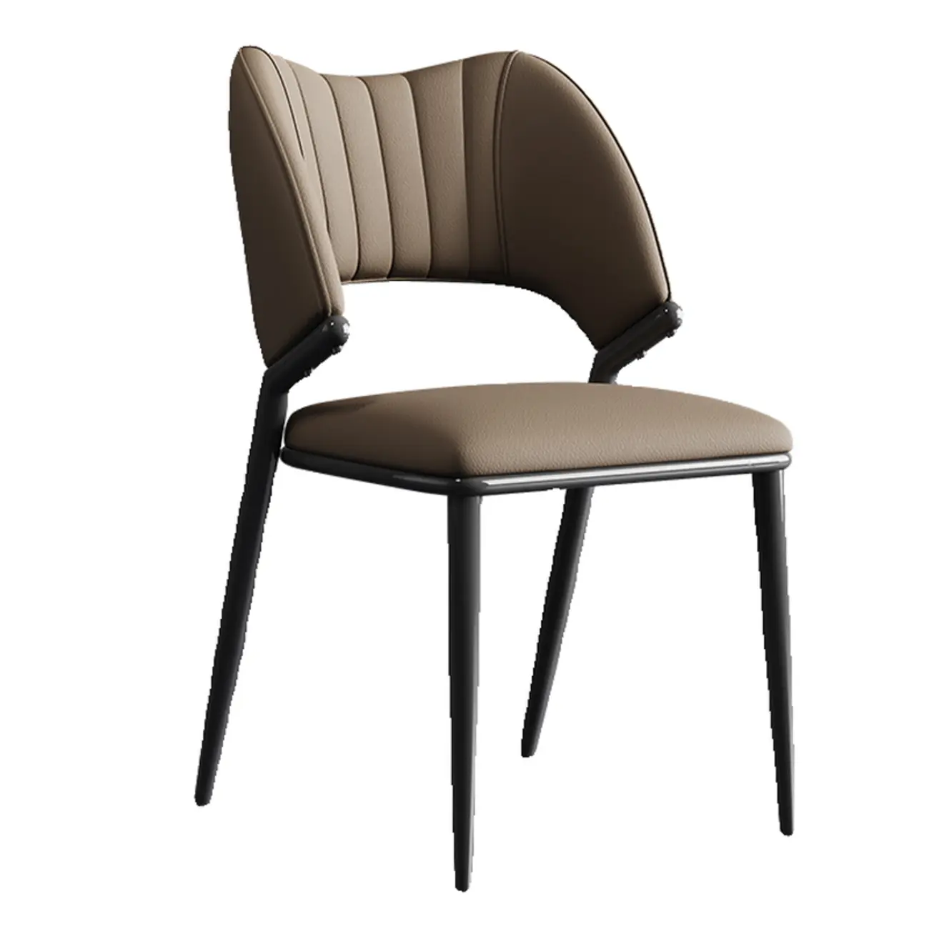 Modern Faux Leather Curved Back Armless Dining Chair Image - 5 | homeyfad