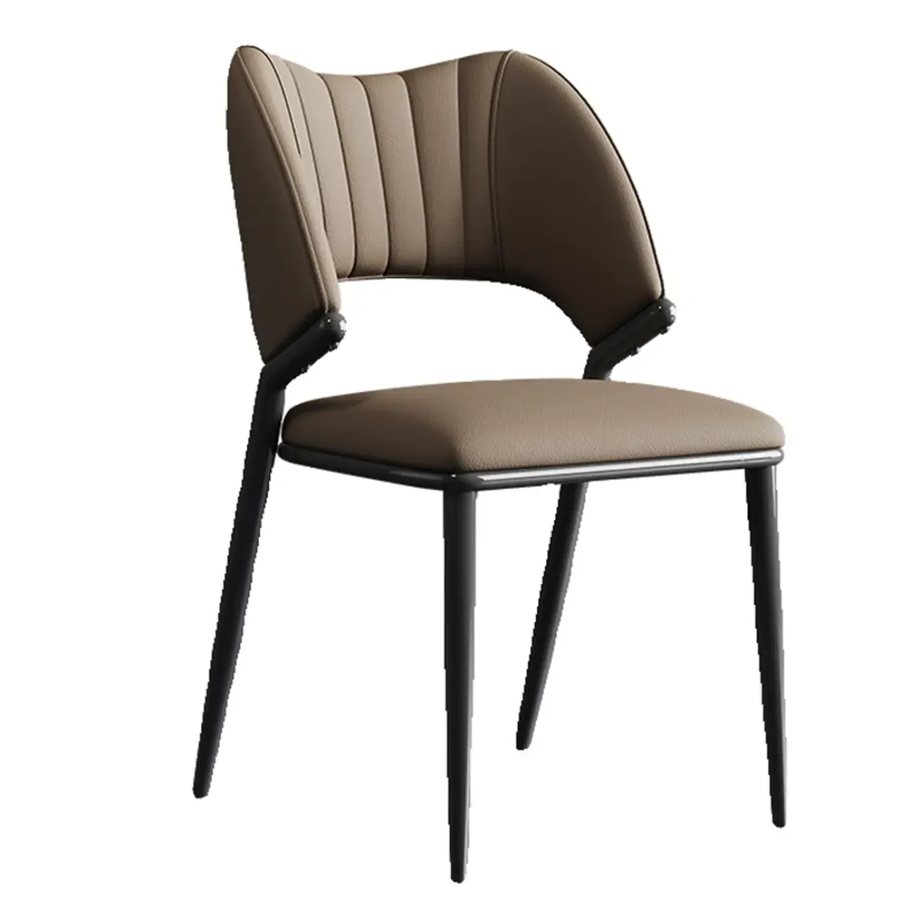 Modern Faux Leather Curved Back Armless Dining Chair Image - 5