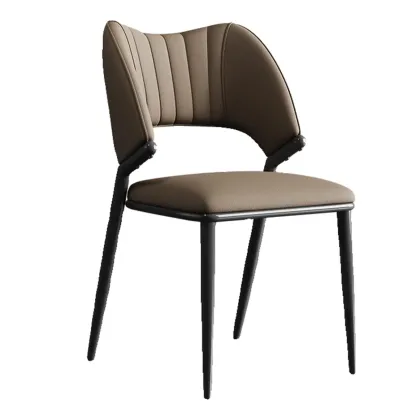 Modern Faux Leather Curved Back Armless Dining Chair Image - 5