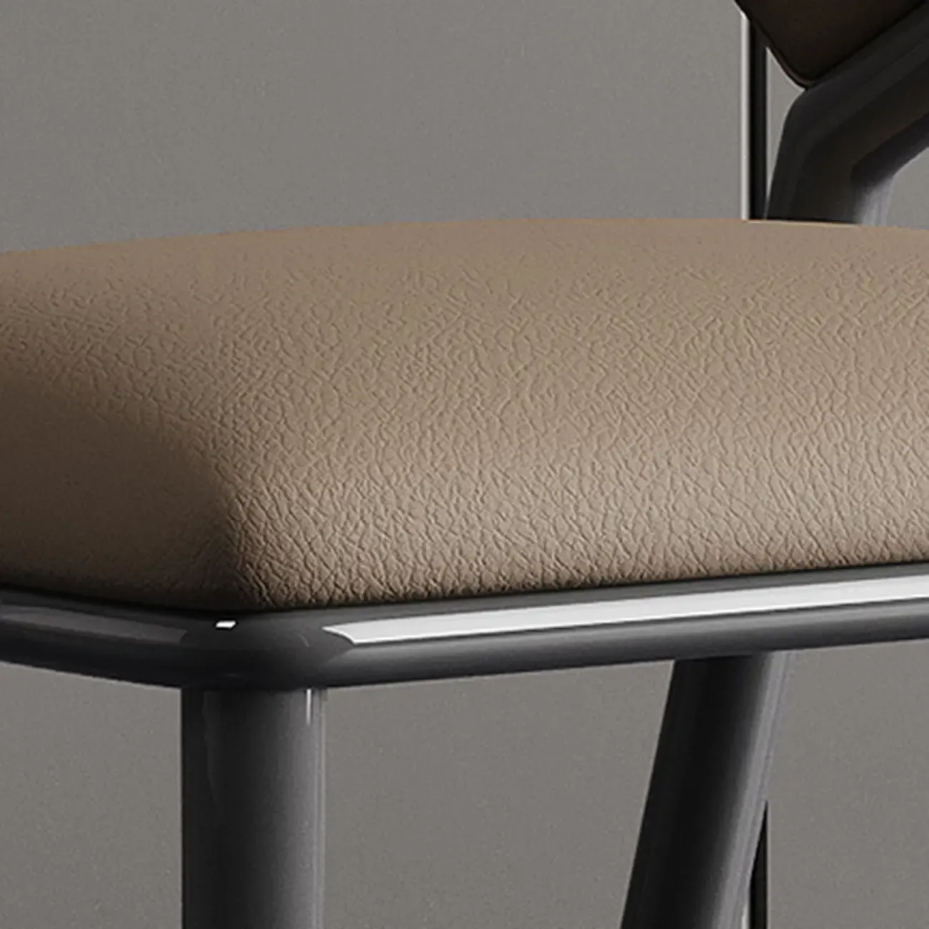 Modern Faux Leather Curved Back Armless Dining Chair Image - 6