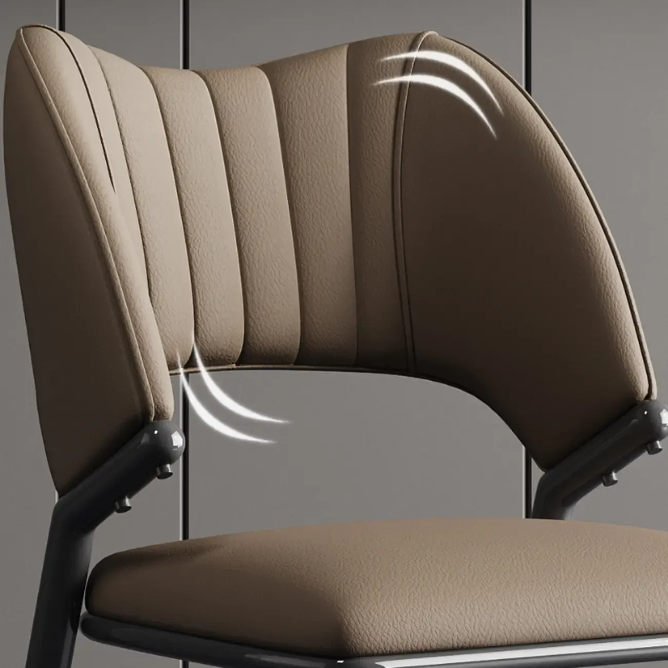 Modern Faux Leather Curved Back Armless Dining Chair Image - 7