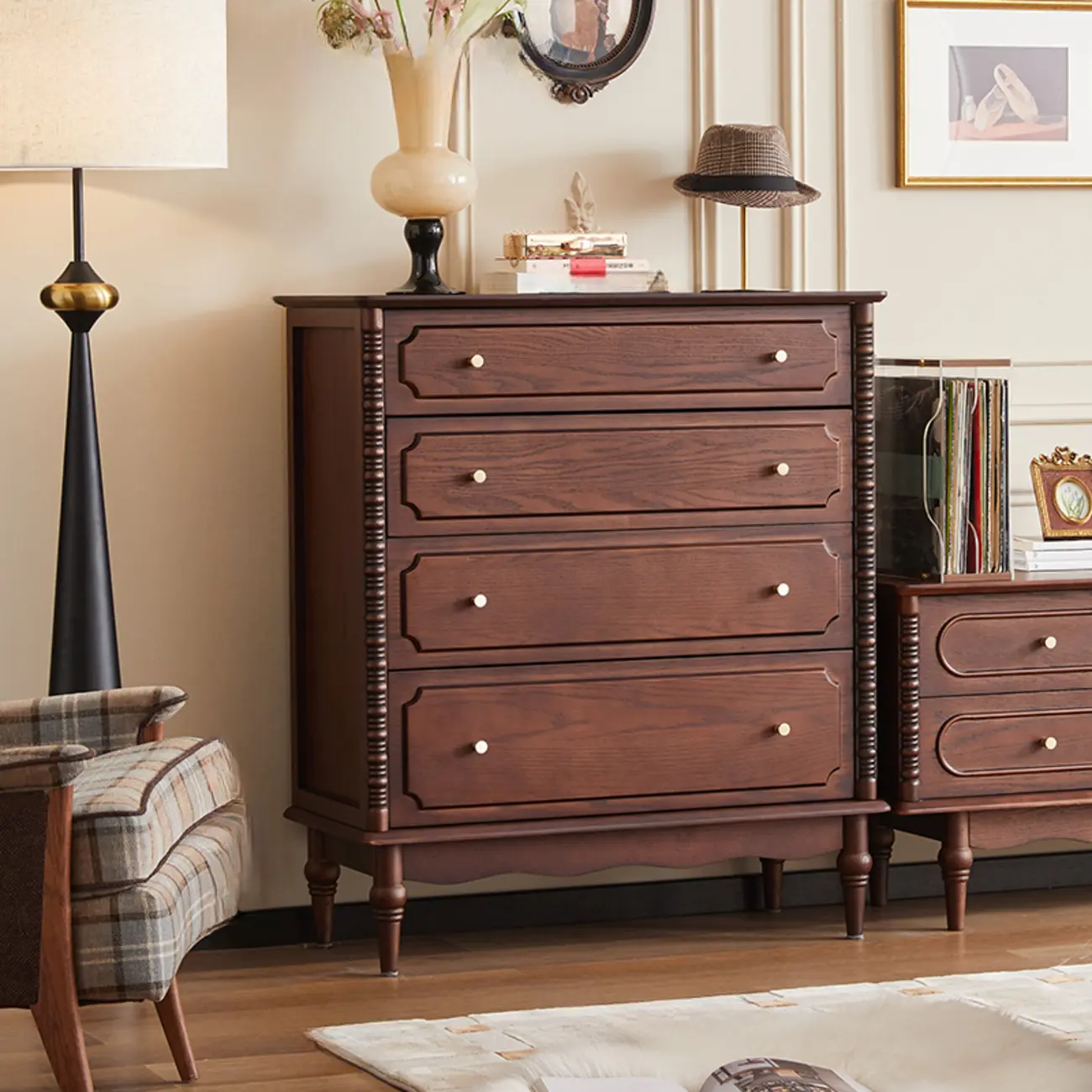 Elegant Black Traditional Wooden Lingerie Chest with Legs Image - 2 | homeyfad