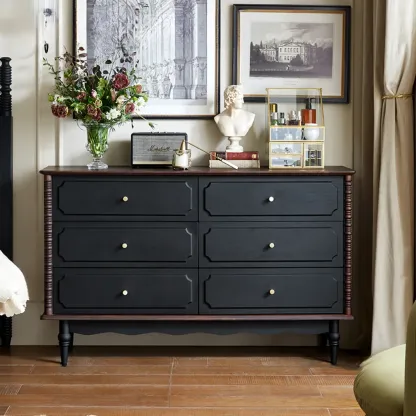 Elegant Black Traditional Wooden Lingerie Chest with Legs Image - 5