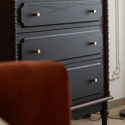 Elegant Black Traditional Wooden Lingerie Chest with Legs Image - 8