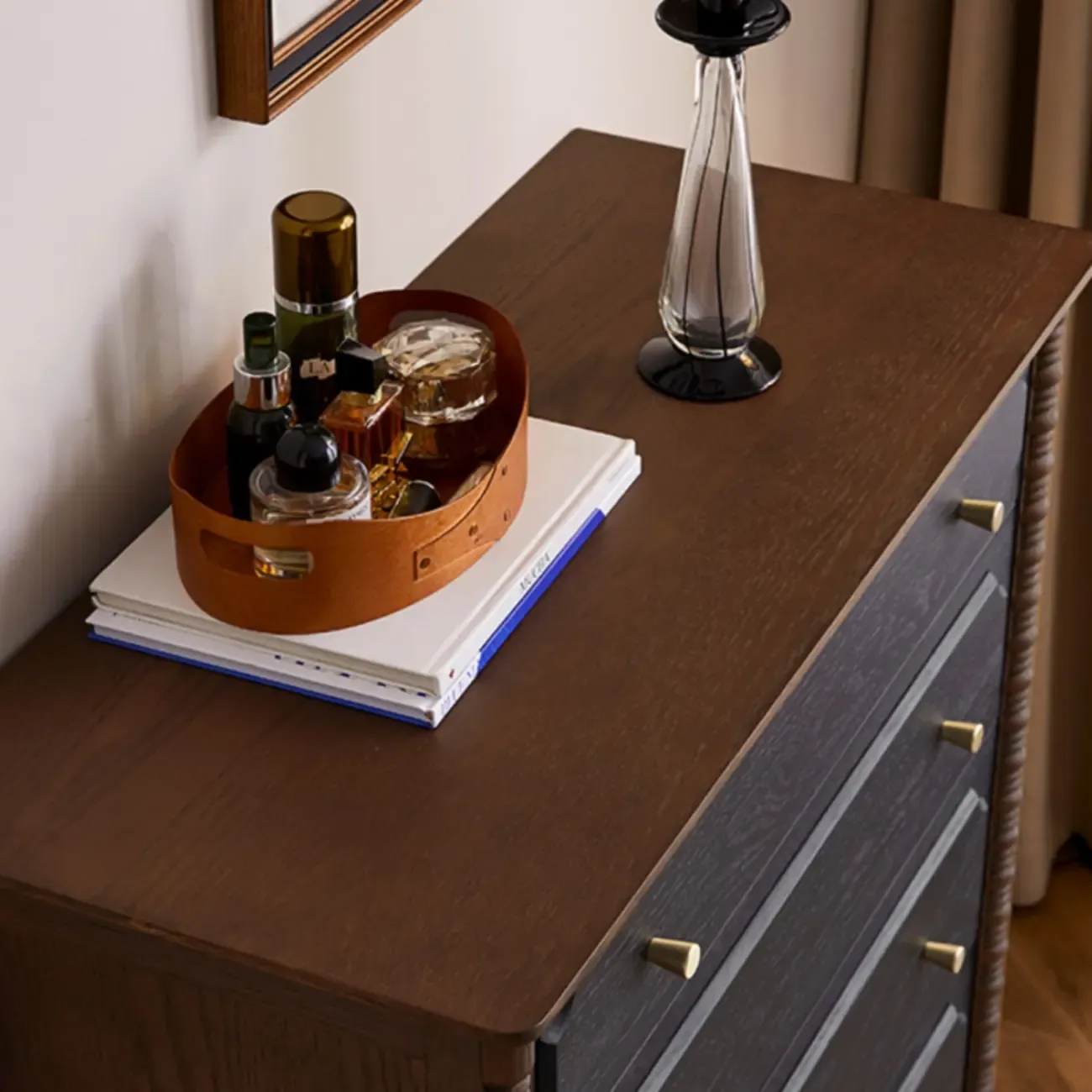 Elegant Black Traditional Wooden Lingerie Chest with Legs Image - 10