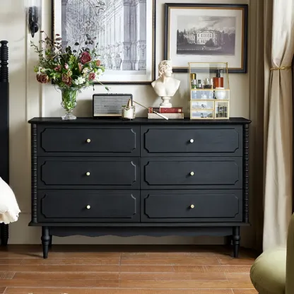 Elegant Black Traditional Wooden Lingerie Chest with Legs Image - 11