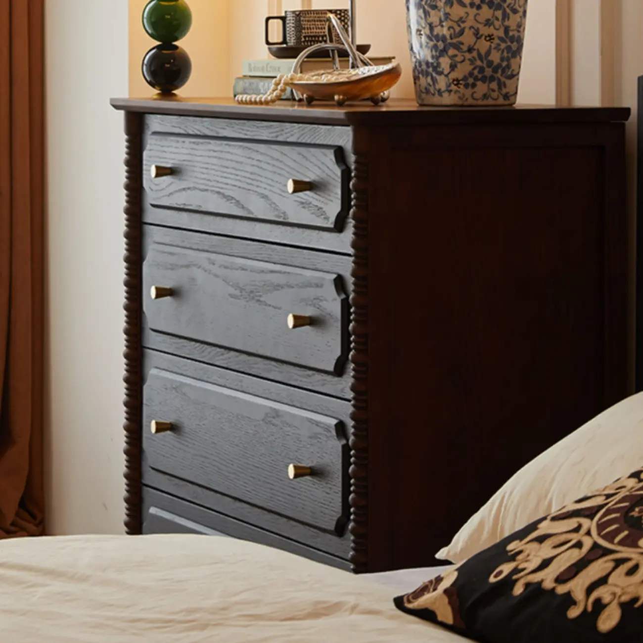 Elegant Black Traditional Wooden Lingerie Chest with Legs Image - 12 | homeyfad