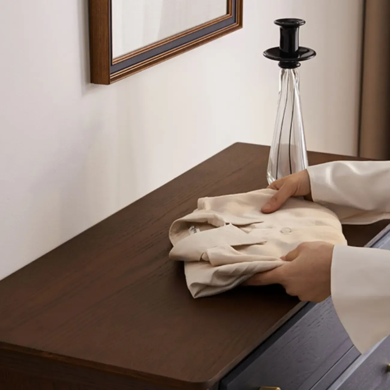 Elegant Black Traditional Wooden Lingerie Chest with Legs Image - 14