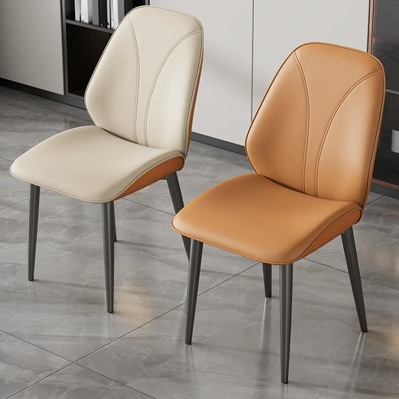 Modern Upholstered Faux Leather Armless Dining Chair Image - 1 | homeyfad