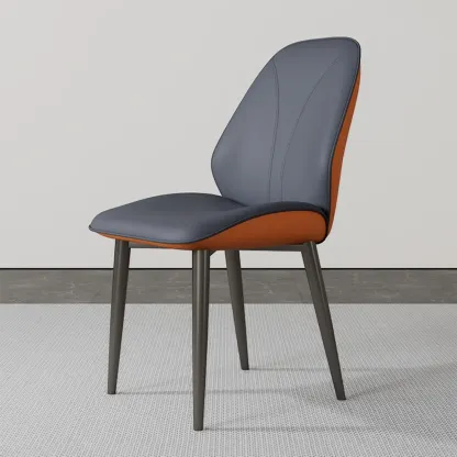 Modern Upholstered Faux Leather Armless Dining Chair Image - 7