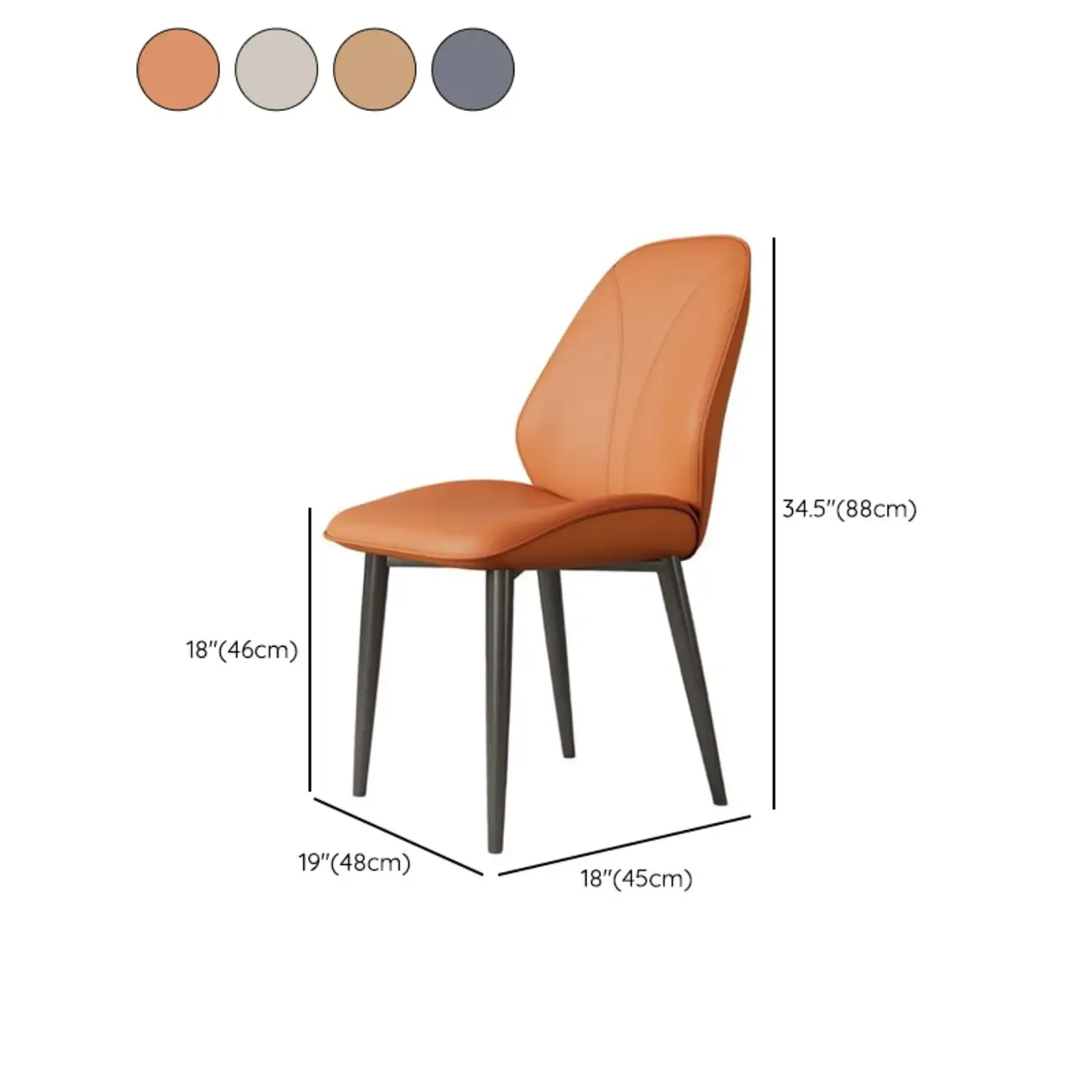 Modern Upholstered Faux Leather Armless Dining Chair #size