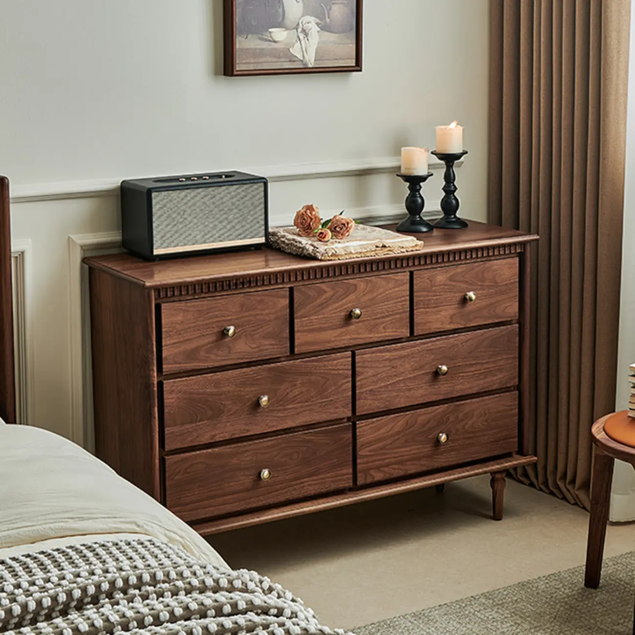 Modern Walnut Wood Modern Buffet Sideboard Storage Image - 4 | homeyfad