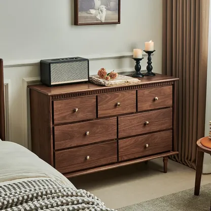 Modern Walnut Wood Modern Buffet Sideboard Storage Image - 4