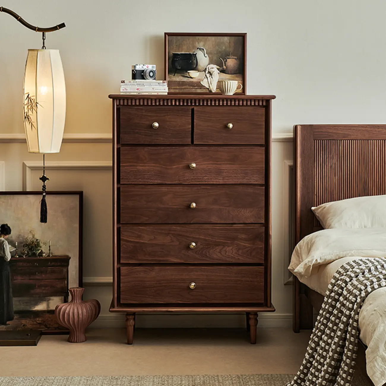 Modern Walnut Wood Modern Buffet Sideboard Storage Image - 6 | homeyfad