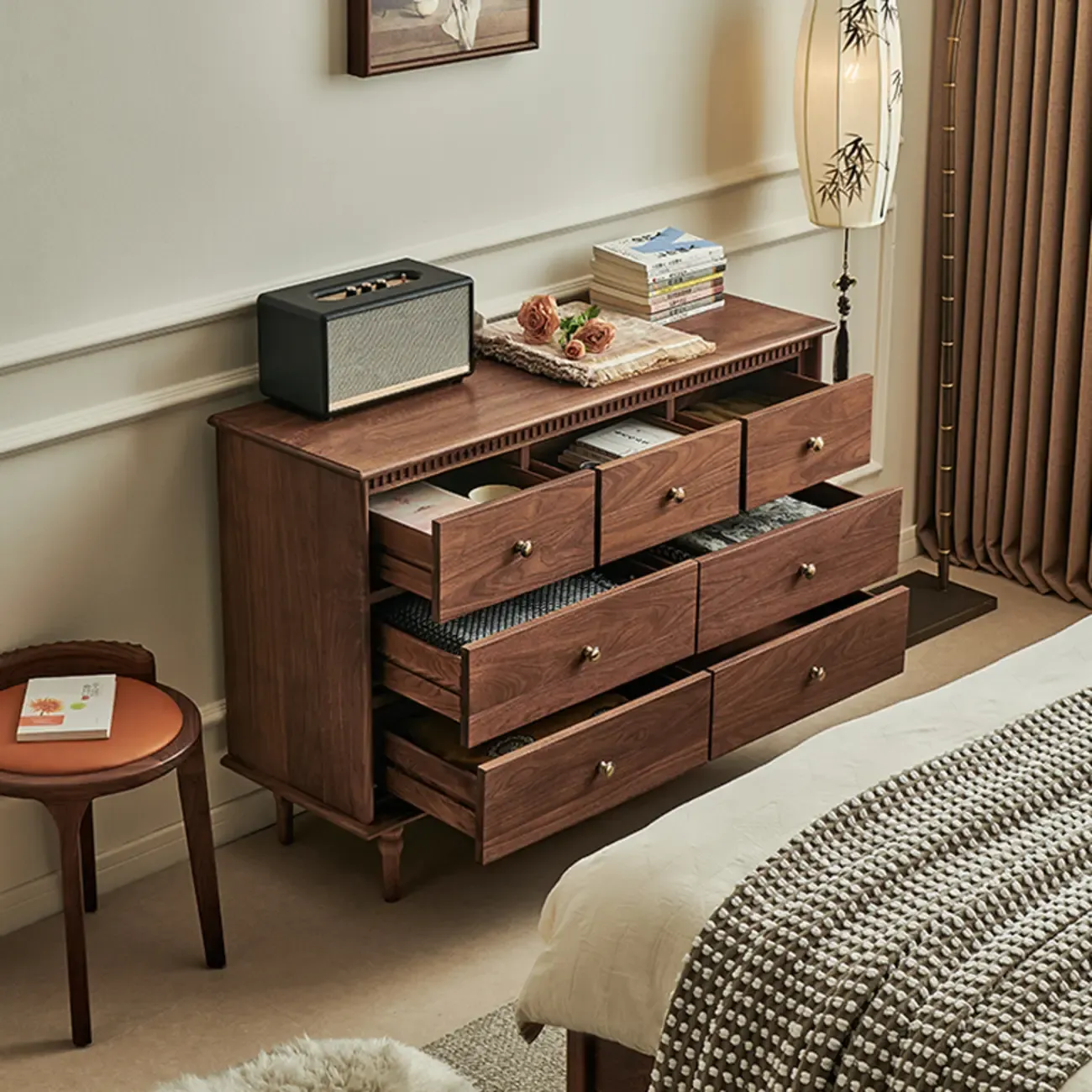 Modern Walnut Wood Modern Buffet Sideboard Storage Image - 7