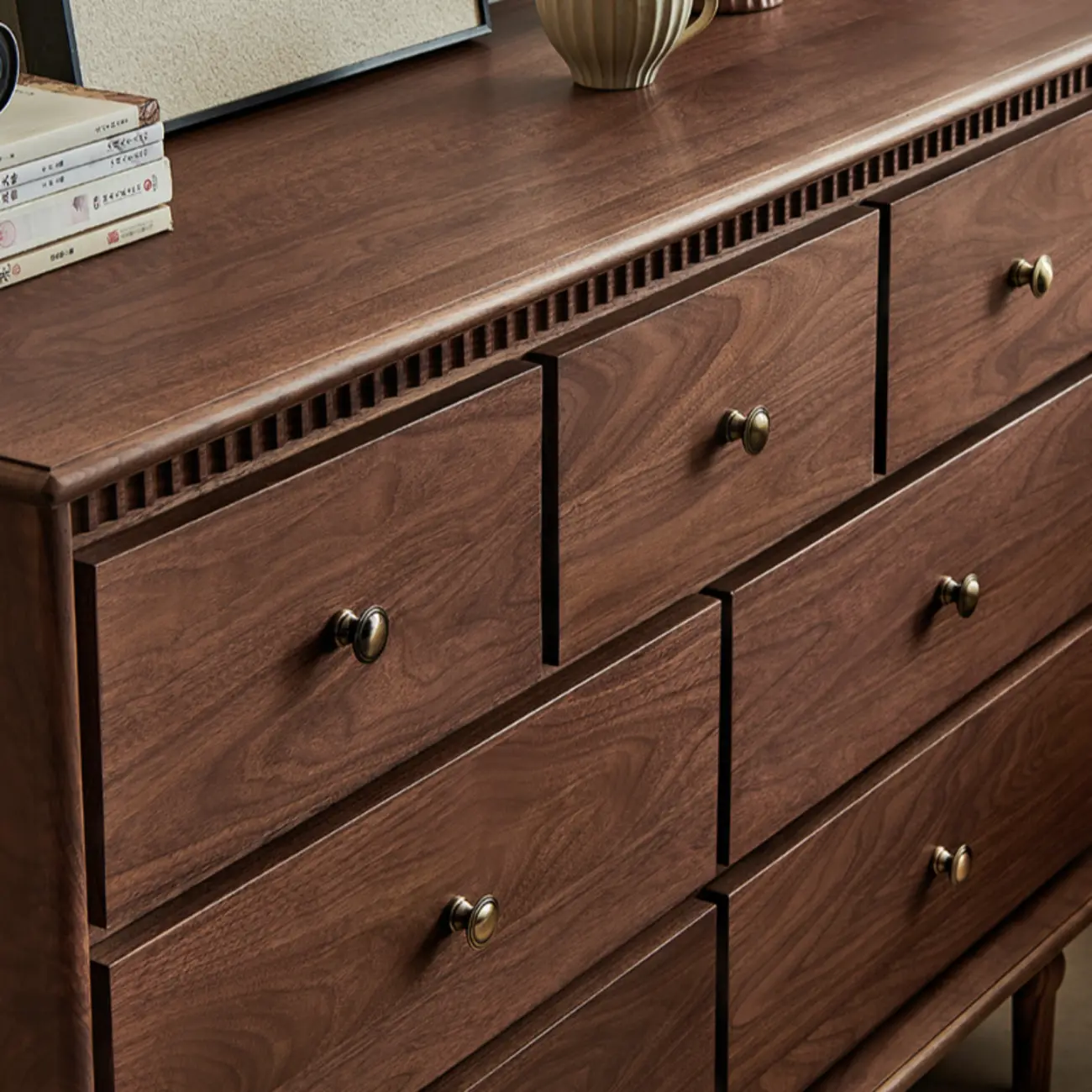 Modern Walnut Wood Modern Buffet Sideboard Storage Image - 8 | homeyfad