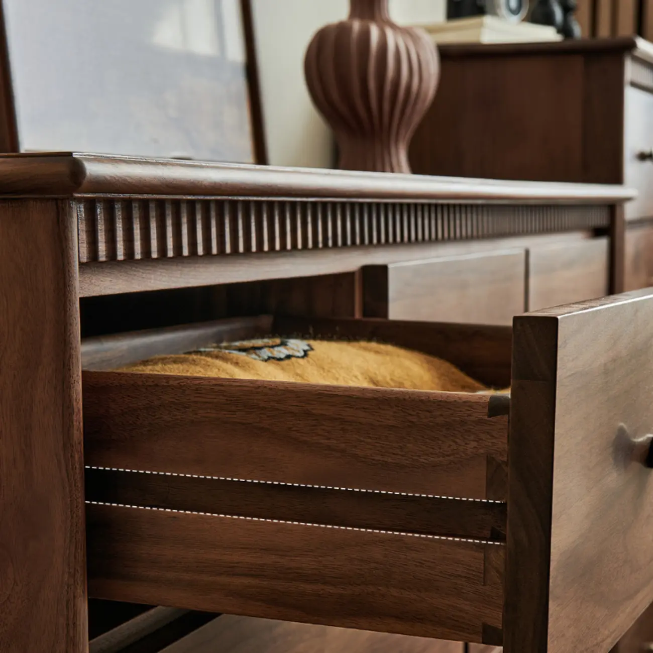 Modern Walnut Wood Modern Buffet Sideboard Storage Image - 10 | homeyfad