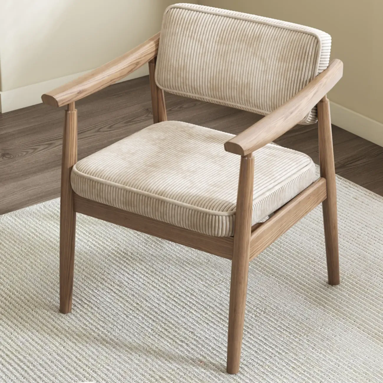Scandinavian Modern Solid Wood Upholstered Dining Chair Image - 1