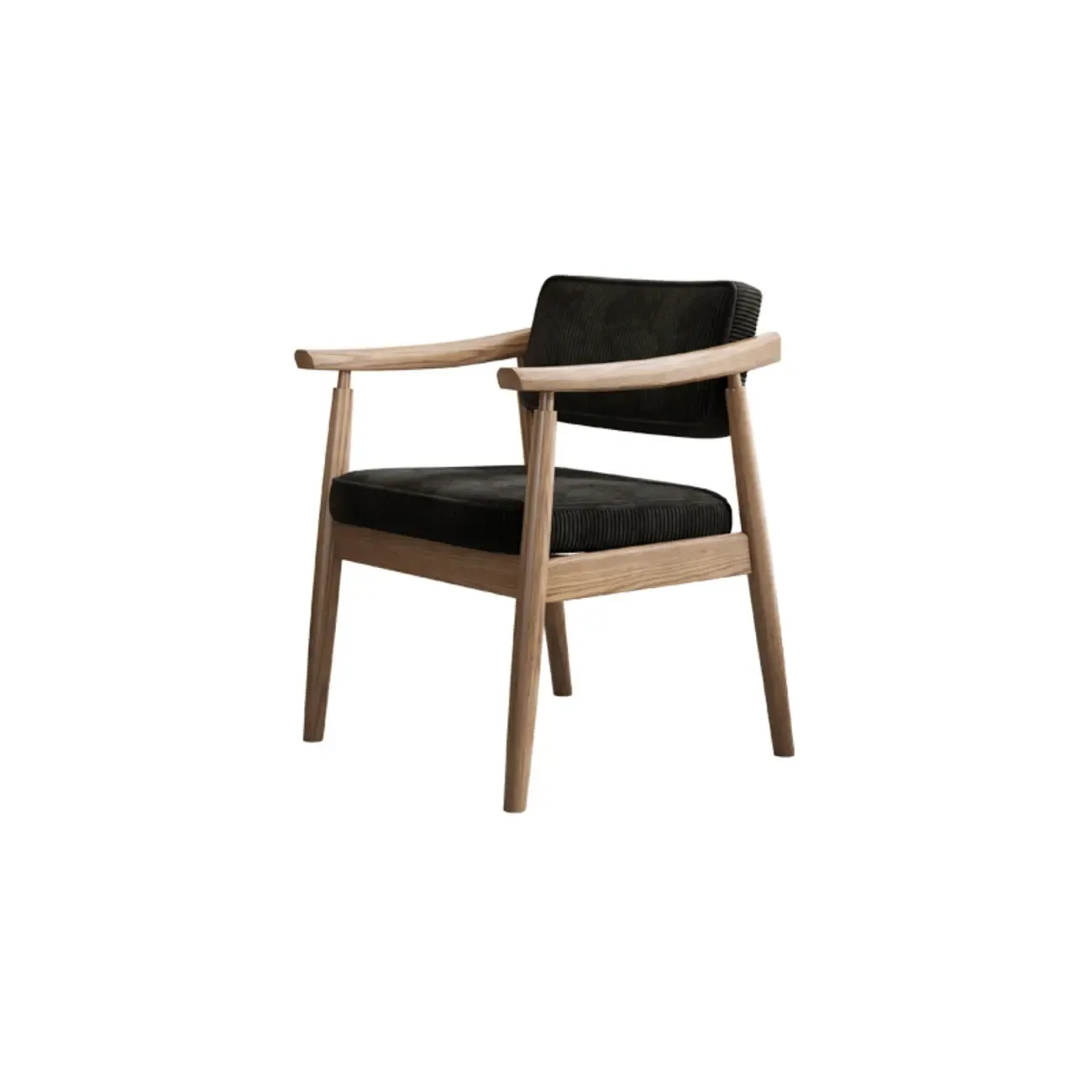 Scandinavian Modern Solid Wood Upholstered Dining Chair Image - 6