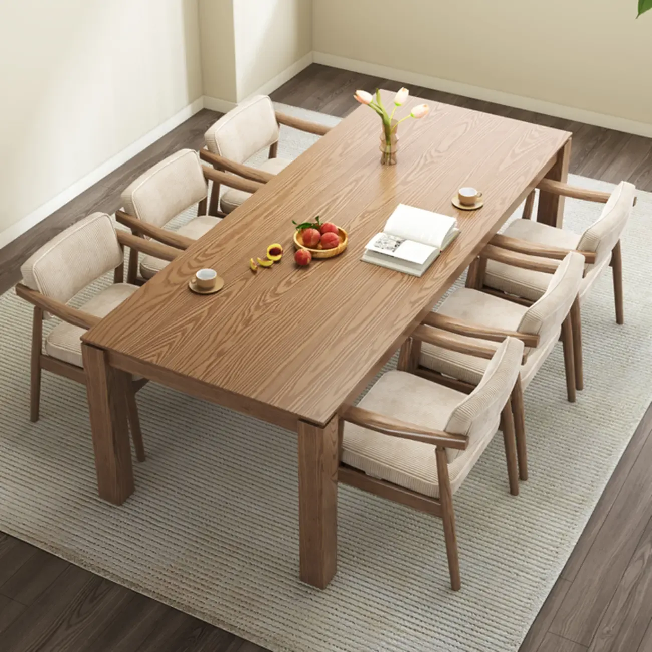 Scandinavian Modern Solid Wood Upholstered Dining Chair Image - 2