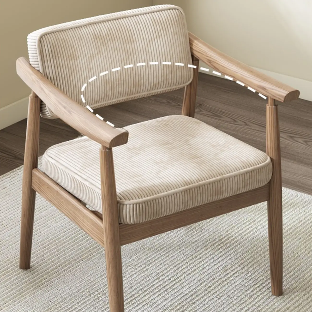 Scandinavian Modern Solid Wood Upholstered Dining Chair Image - 5 | homeyfad