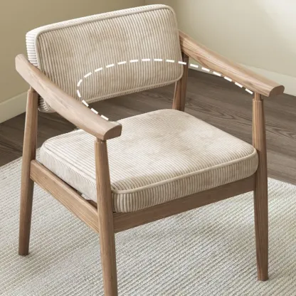 Scandinavian Modern Solid Wood Upholstered Dining Chair Image - 5