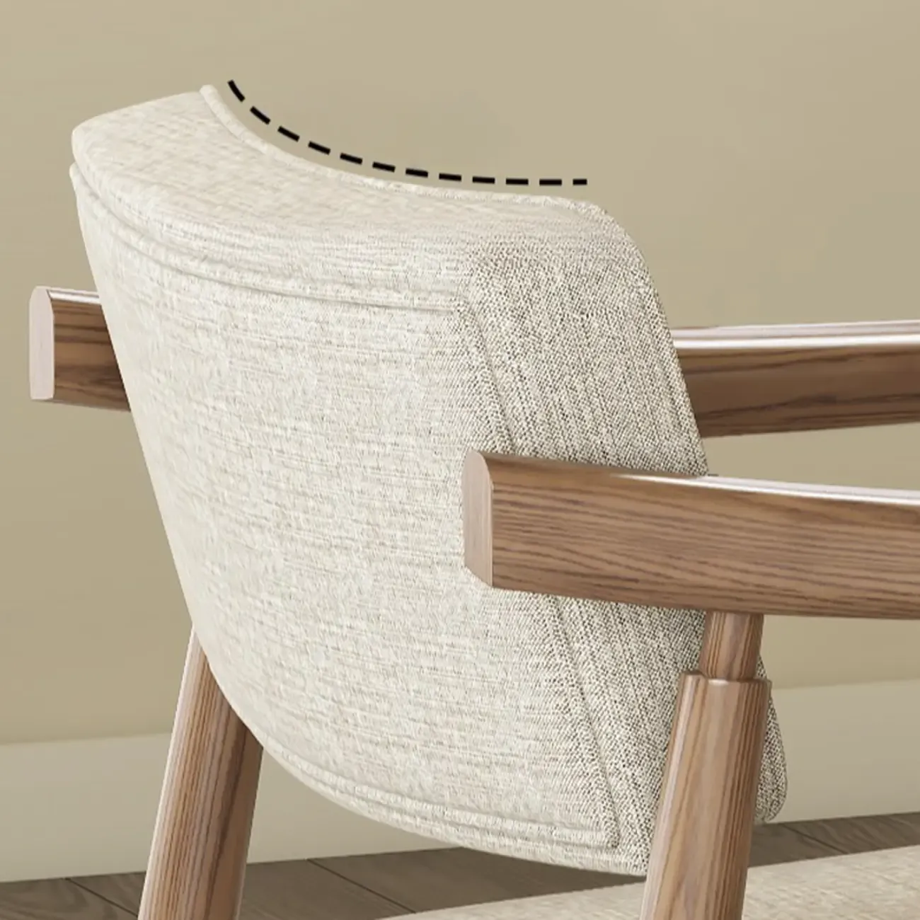 Scandinavian Modern Solid Wood Upholstered Dining Chair Image - 3