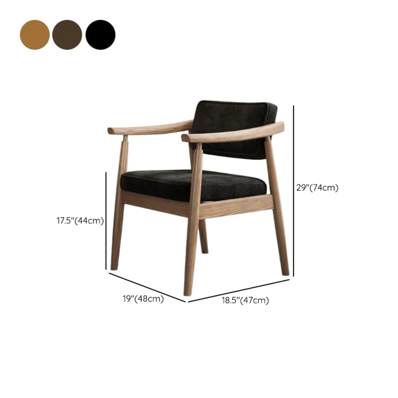 Scandinavian Modern Solid Wood Upholstered Dining Chair #size | homeyfad