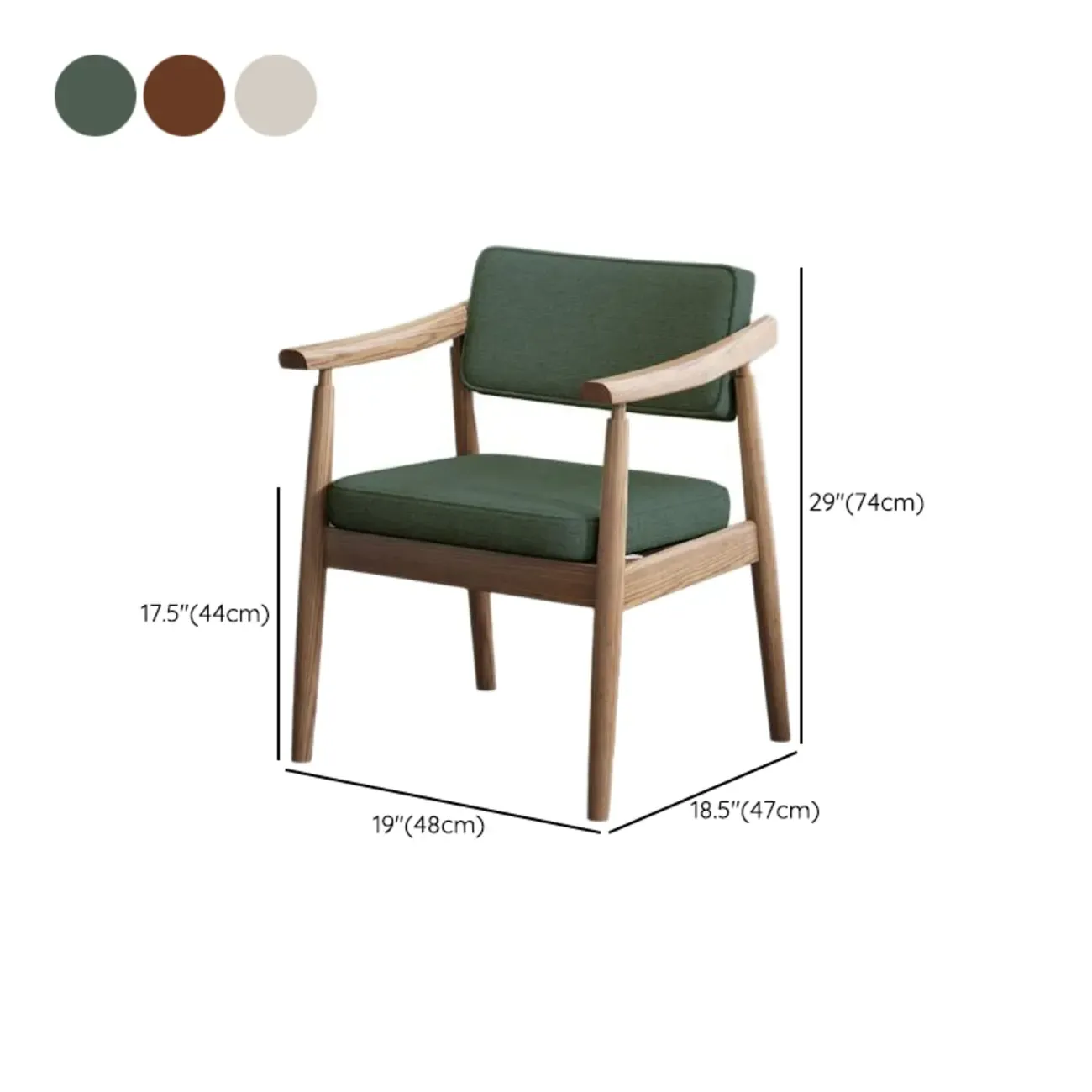 Scandinavian Modern Solid Wood Upholstered Dining Chair Image - 13