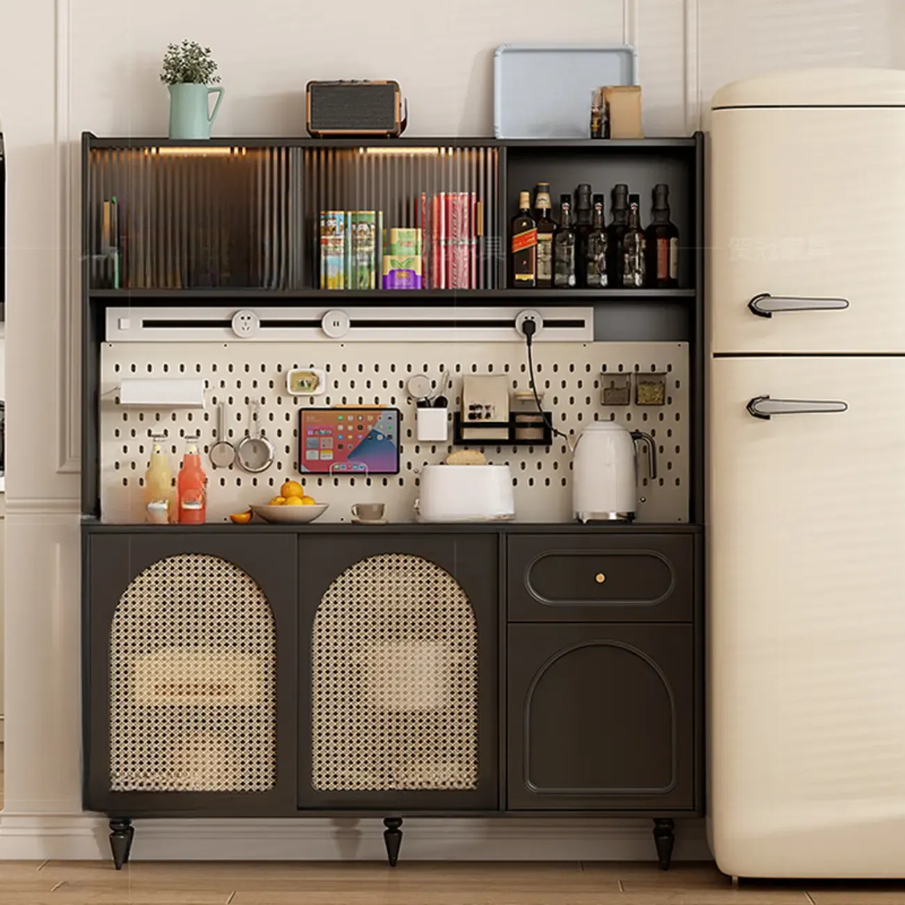 Modern Slab Wood Countertop Kitchen Sideboard Image - 1