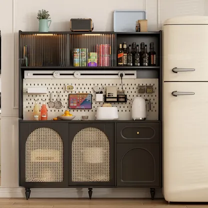 Modern Slab Wood Countertop Kitchen Sideboard Image - 1