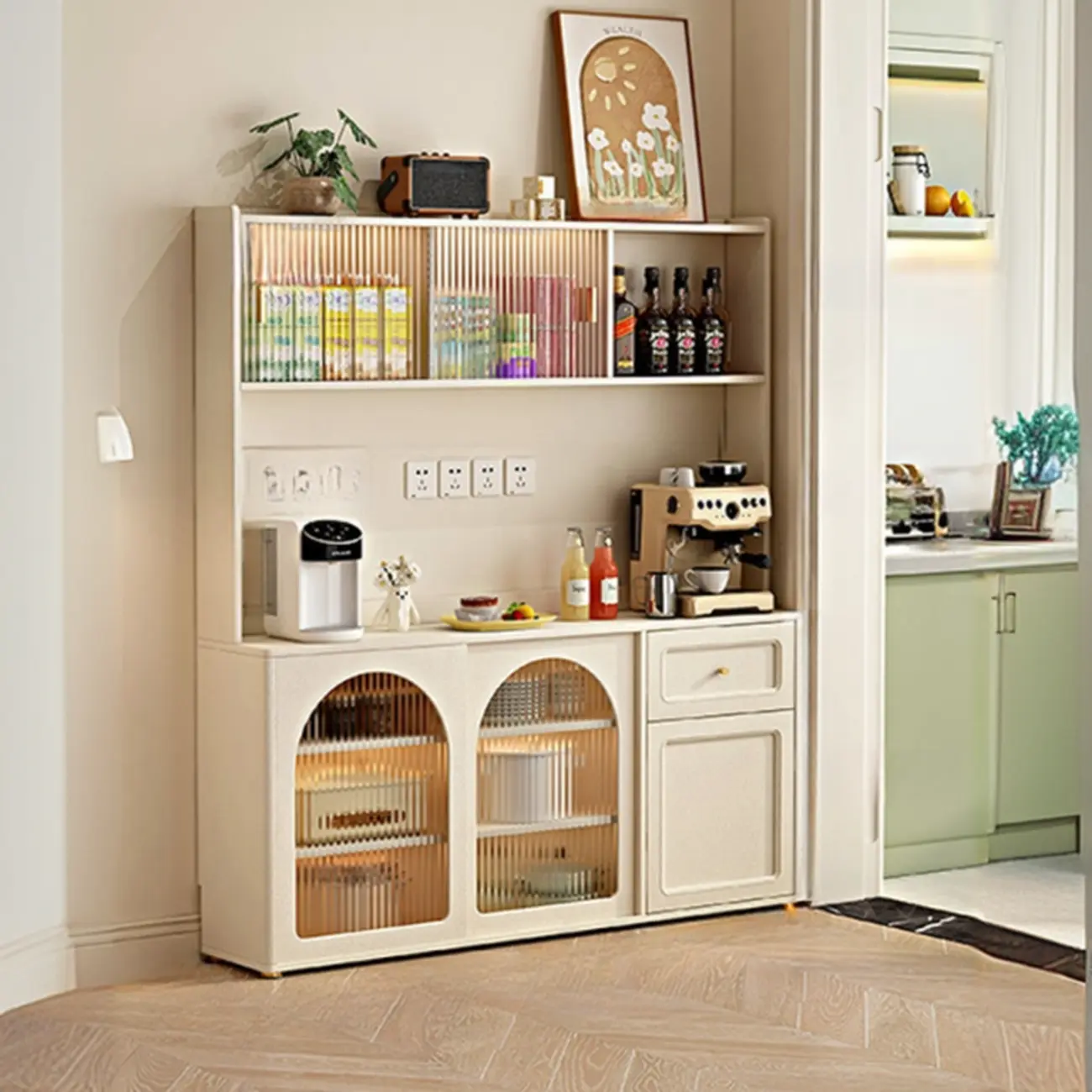 Modern Slab Wood Countertop Kitchen Sideboard Image - 5 | homeyfad