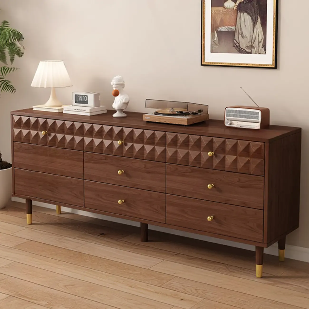 Contemporary Brown Wooden Freestanding Bachelor Chest Image - 1