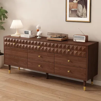 Contemporary Brown Wooden Freestanding Bachelor Chest Image - 1