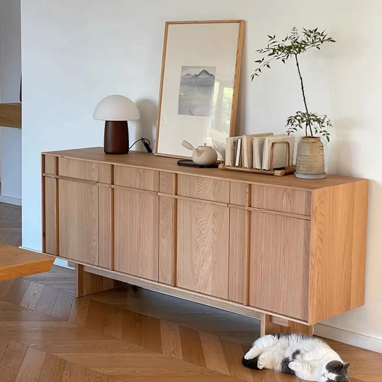 Mid Century Modern Wooden Combo Dresser with Storage Image - 2 | homeyfad