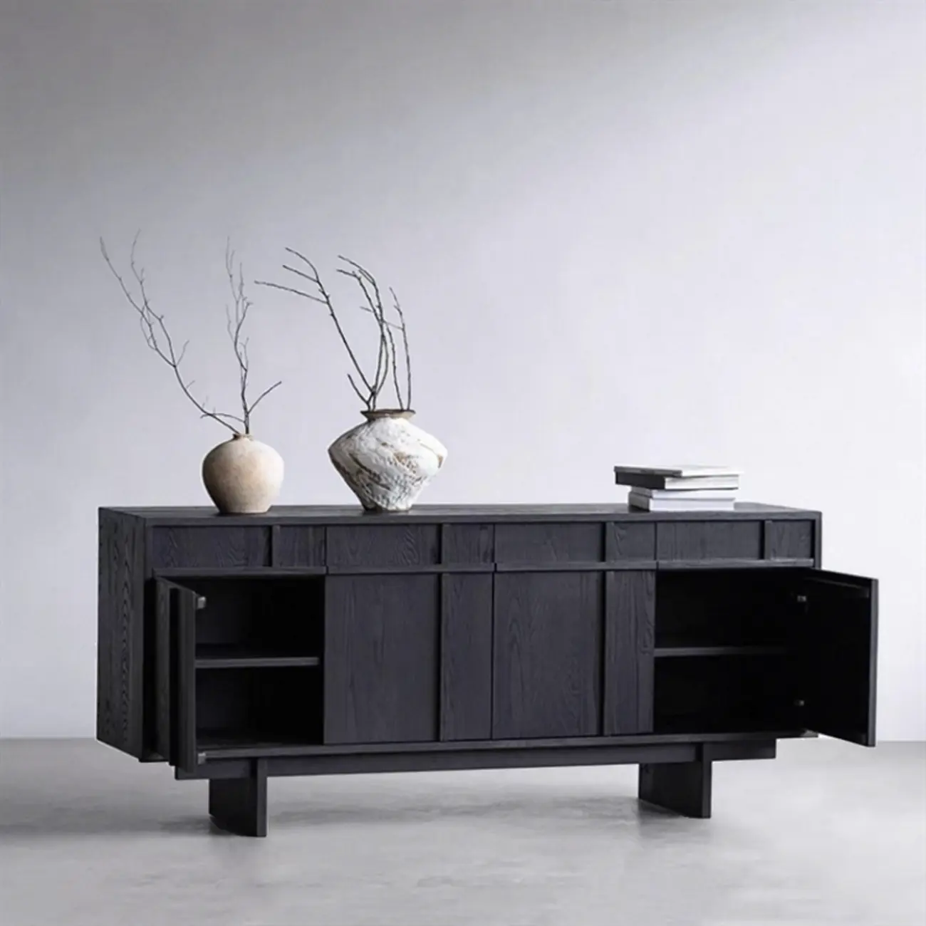 Mid Century Modern Wooden Combo Dresser with Storage Image - 3 | homeyfad