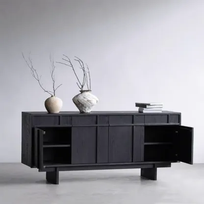 Mid Century Modern Wooden Combo Dresser with Storage Image - 3