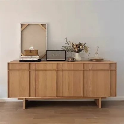Mid Century Modern Wooden Combo Dresser with Storage Image - 4