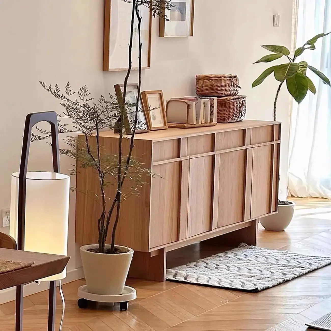 Mid Century Modern Wooden Combo Dresser with Storage Image - 6