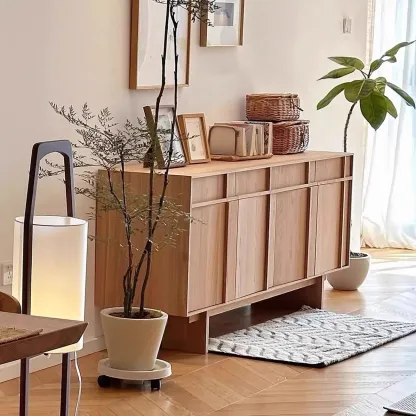 Mid Century Modern Wooden Combo Dresser with Storage Image - 6