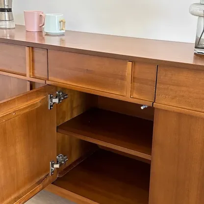 Mid Century Modern Wooden Combo Dresser with Storage Image - 7