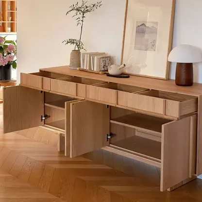 Mid Century Modern Wooden Combo Dresser with Storage Image - 9