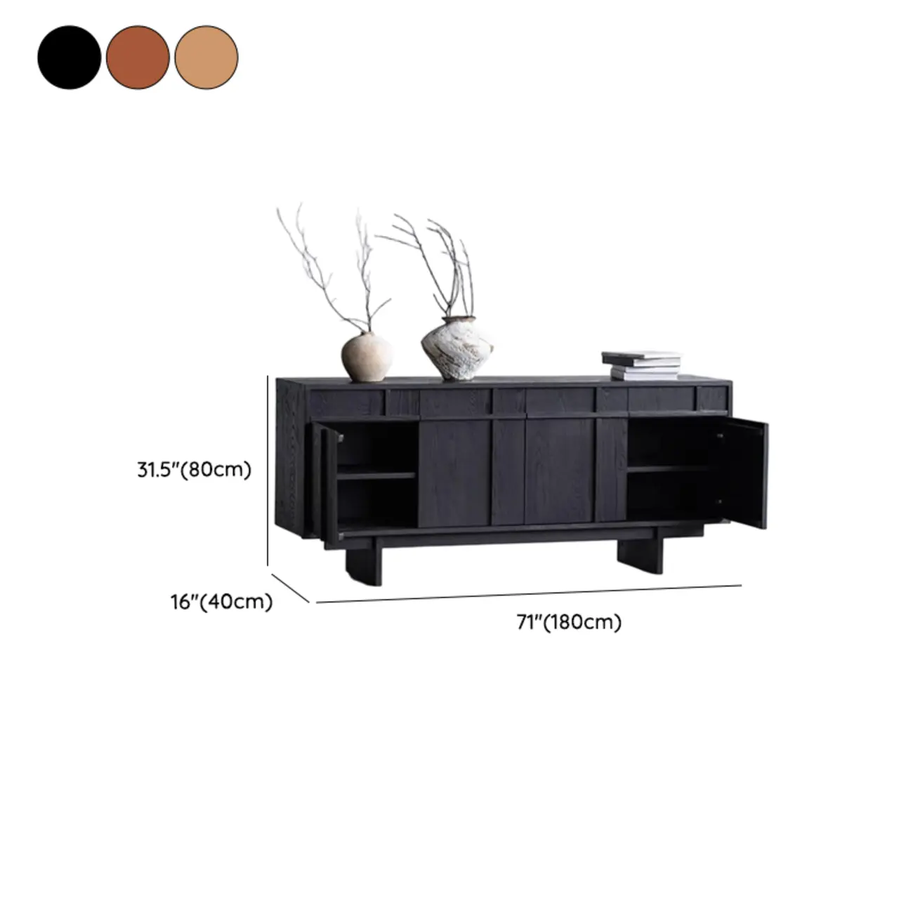 Mid Century Modern Wooden Combo Dresser with Storage Image - 12 | homeyfad