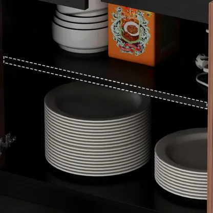 Modern Wood Buffet with Alterable Shelves Image - 6