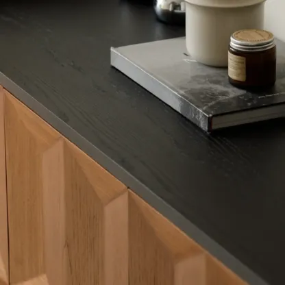 Mid-Century Modern Wood Storage Cabinet with 4 Doors Image - 5