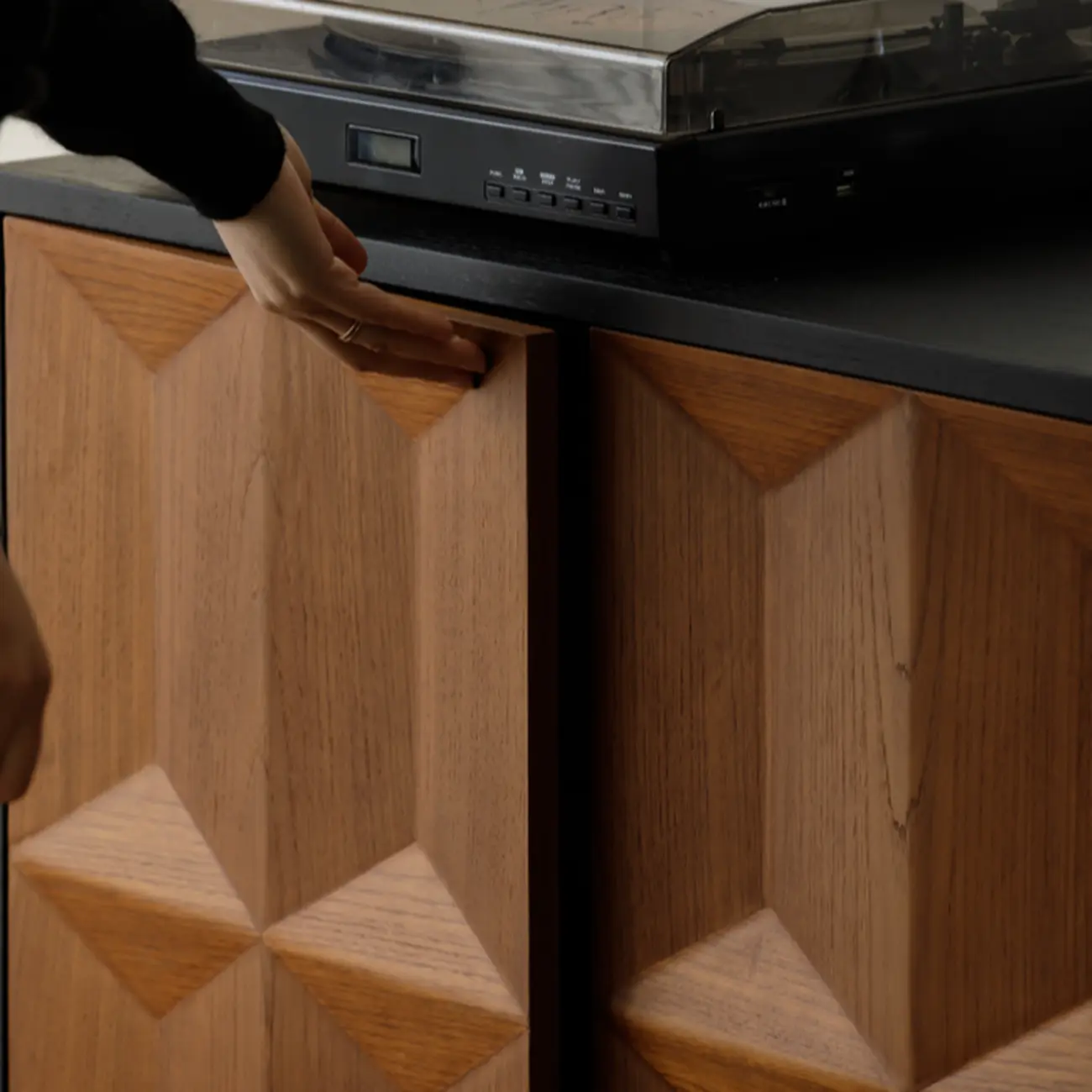 Mid-Century Modern Wood Storage Cabinet with 4 Doors Image - 6 | homeyfad